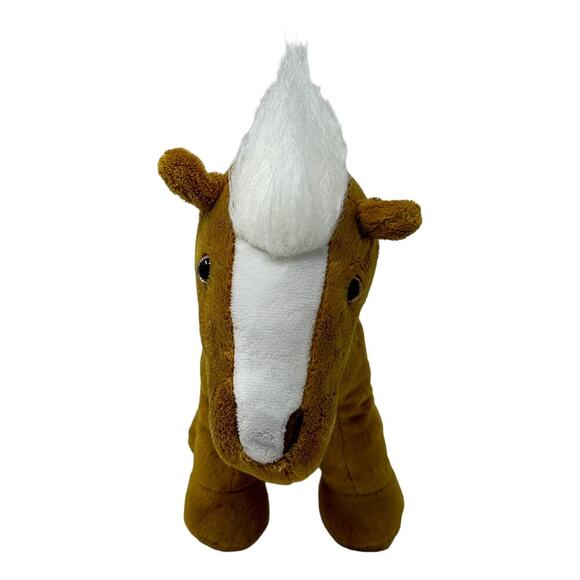 Horse Pony Brown White Mane 10 inch Plush Stuffed Animal Toy Carry Along Travel - Picture 8 of 9